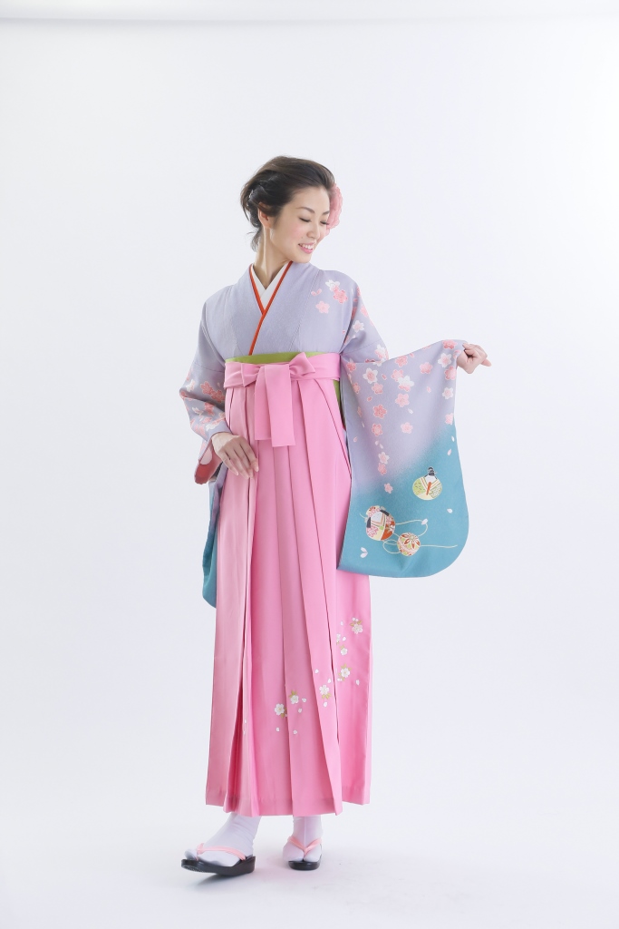 卒業袴HC-007（宅配レンタル）ピンク色刺繍袴