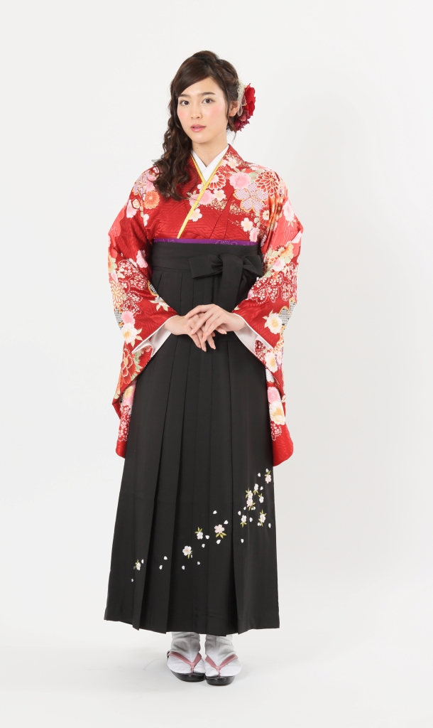 卒業袴HC-012（宅配レンタル）黒色刺繍袴