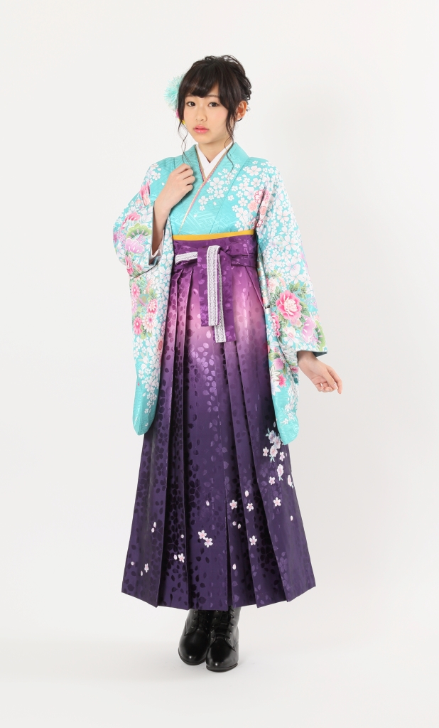 卒業袴HC-024（宅配レンタル）紫色ぼかし刺繡袴