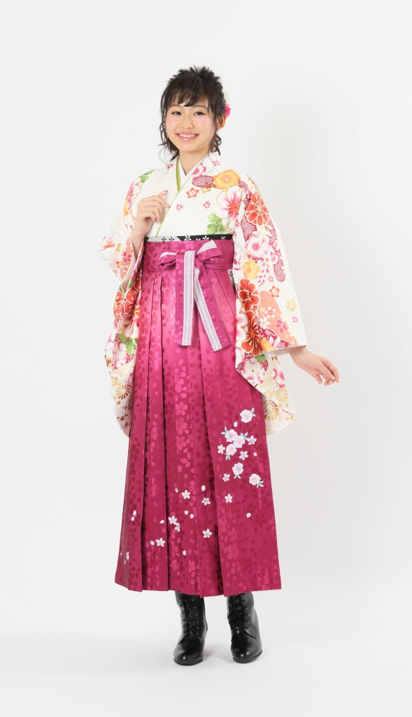 卒業袴HC-026（宅配レンタル）ピンク色ぼかし地模様刺繡袴