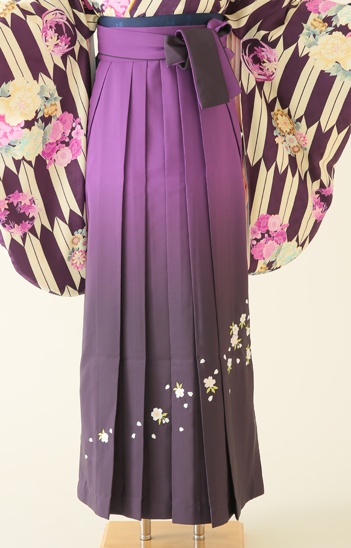 卒業袴HC-019（宅配レンタル）紫色刺繍ぼかし袴