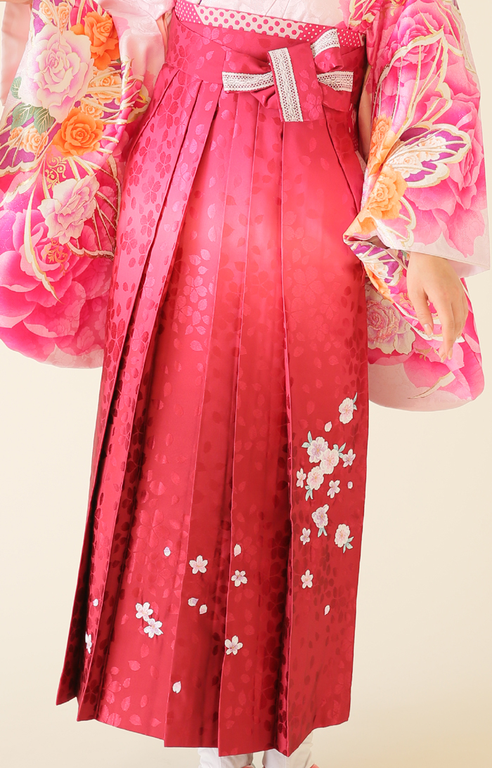 卒業袴HC-027（宅配レンタル）赤ぼかし刺繍