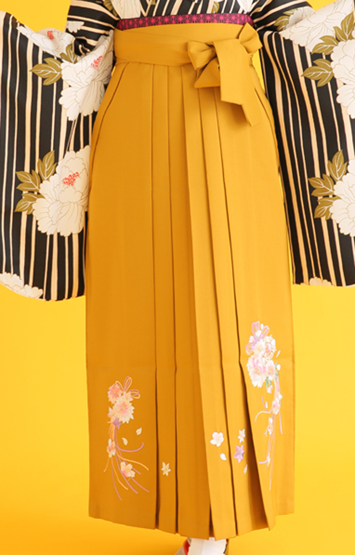 卒業袴HK-005（宅配レンタル）黄色刺繍袴