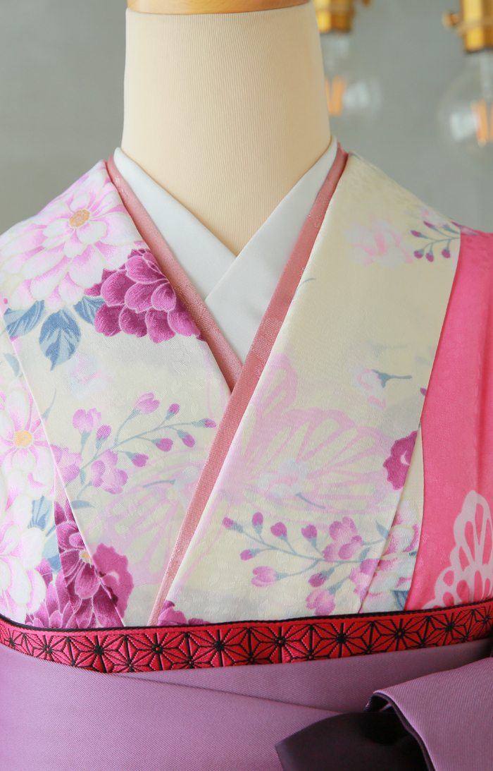 卒業袴KC-007（宅配レンタル）ピンク色エレガント着物