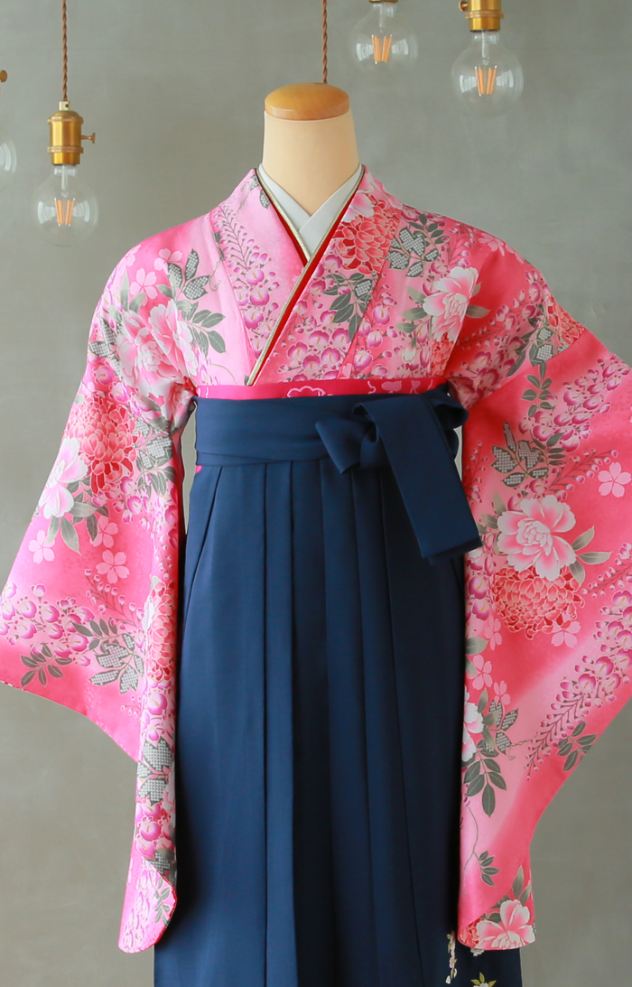 卒業袴KC-008（宅配レンタル）ピンク色エレガント着物
