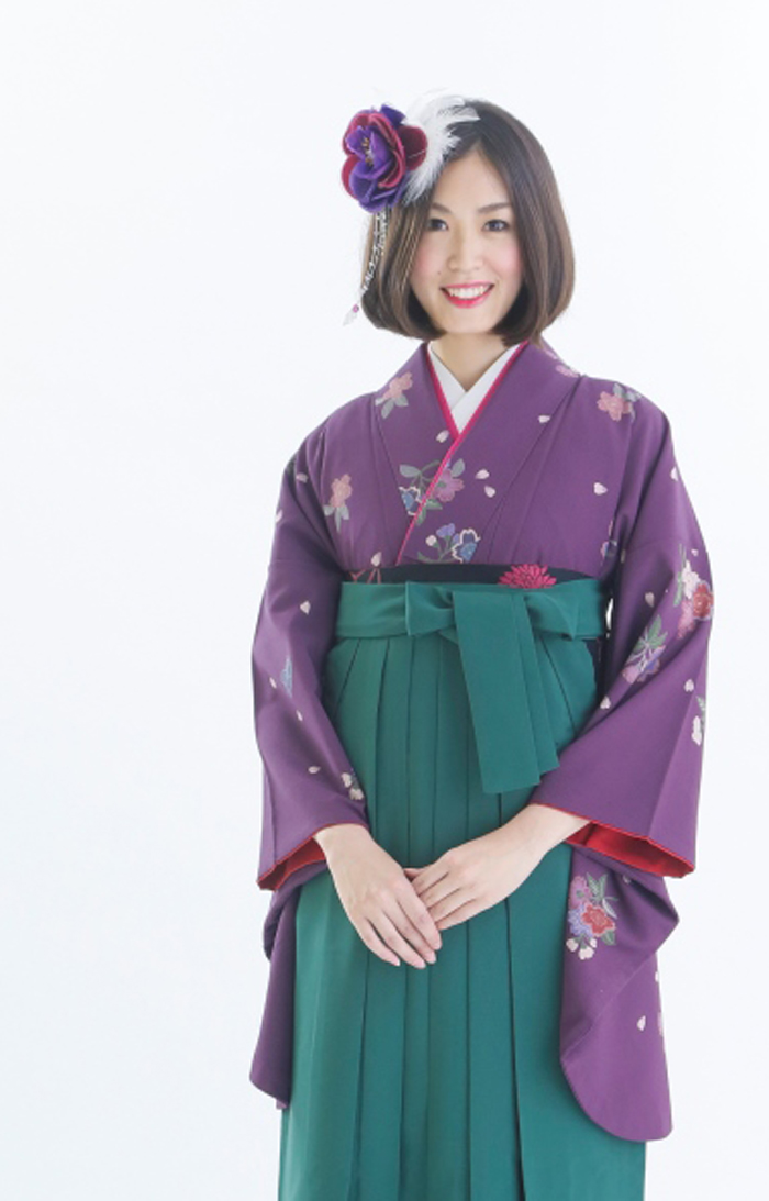 卒業袴KD-002（宅配レンタル）紫色古典柄着物