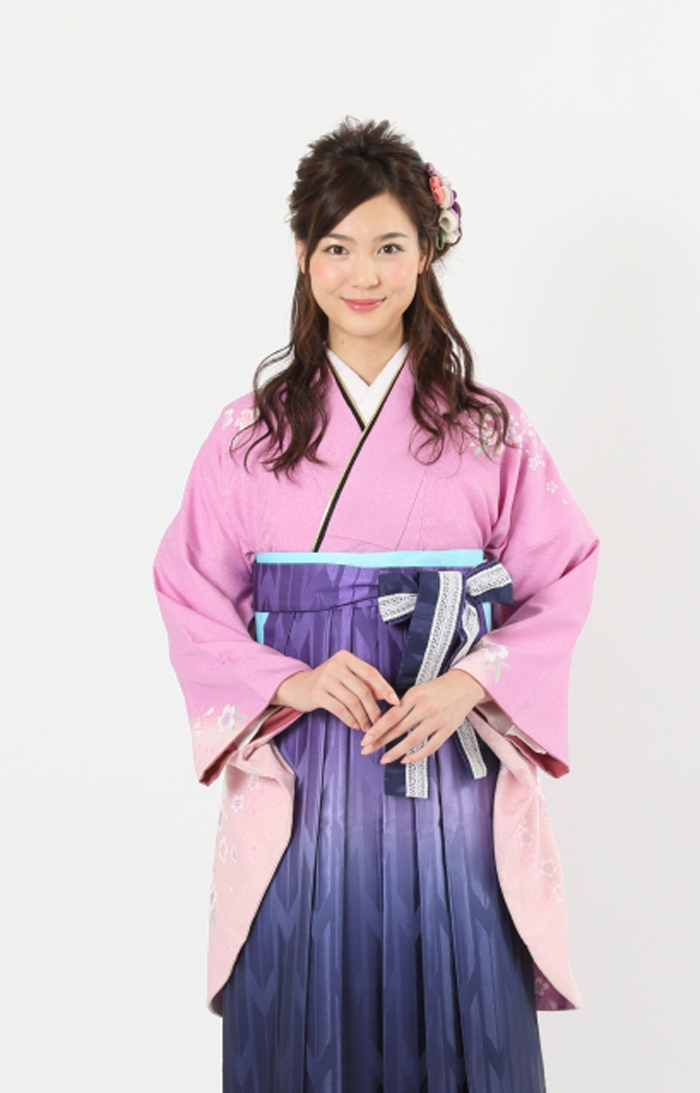 卒業袴KD-006（宅配レンタル）紫色古典柄着物