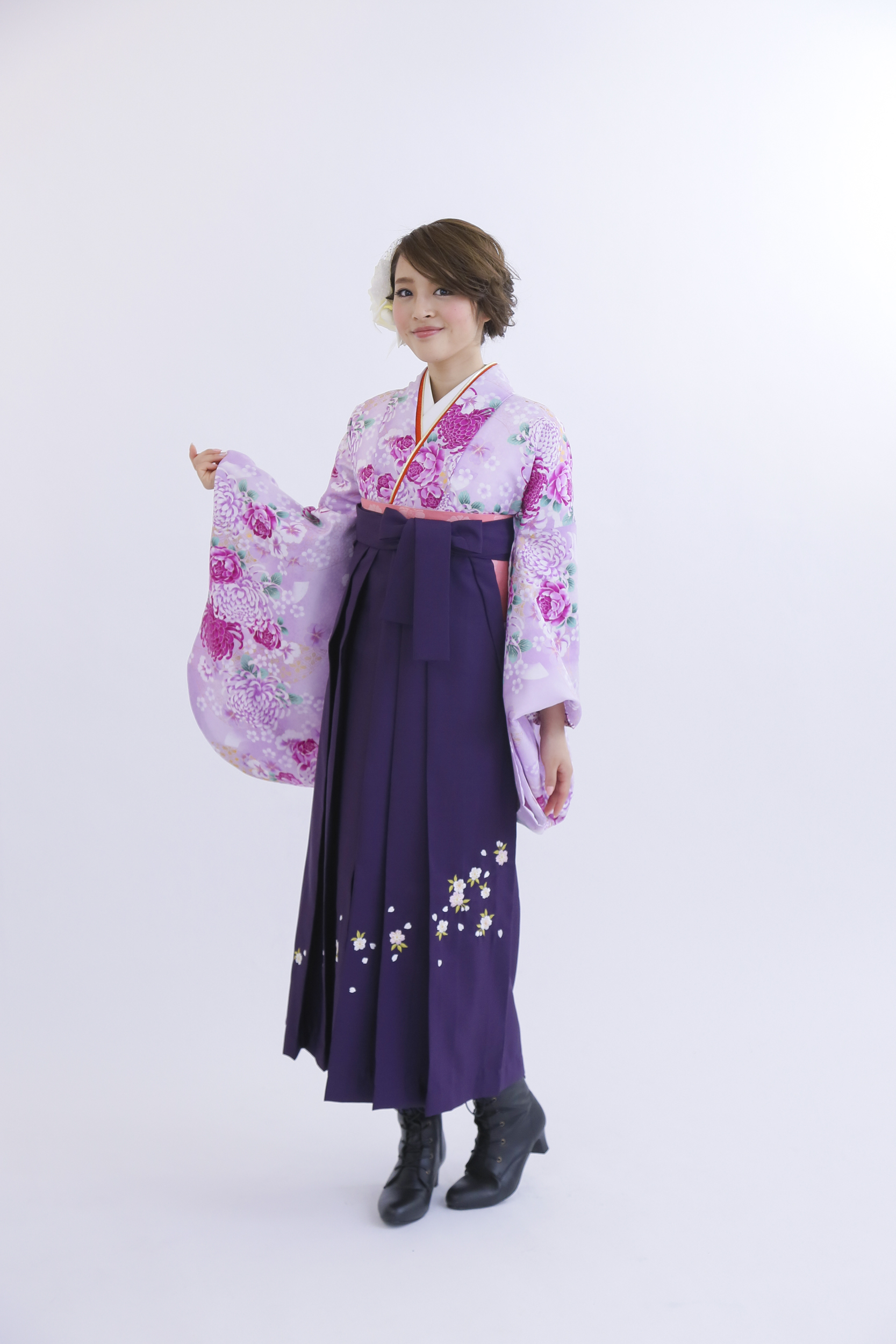 卒業袴KC-001（宅配レンタル）紫色エレガント着物