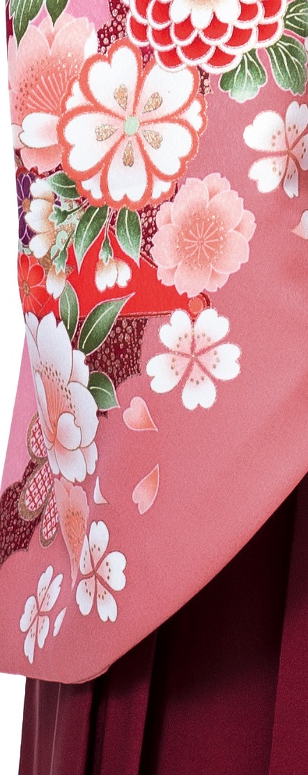 卒業袴KC-018（宅配レンタル）ピンク古典柄着物