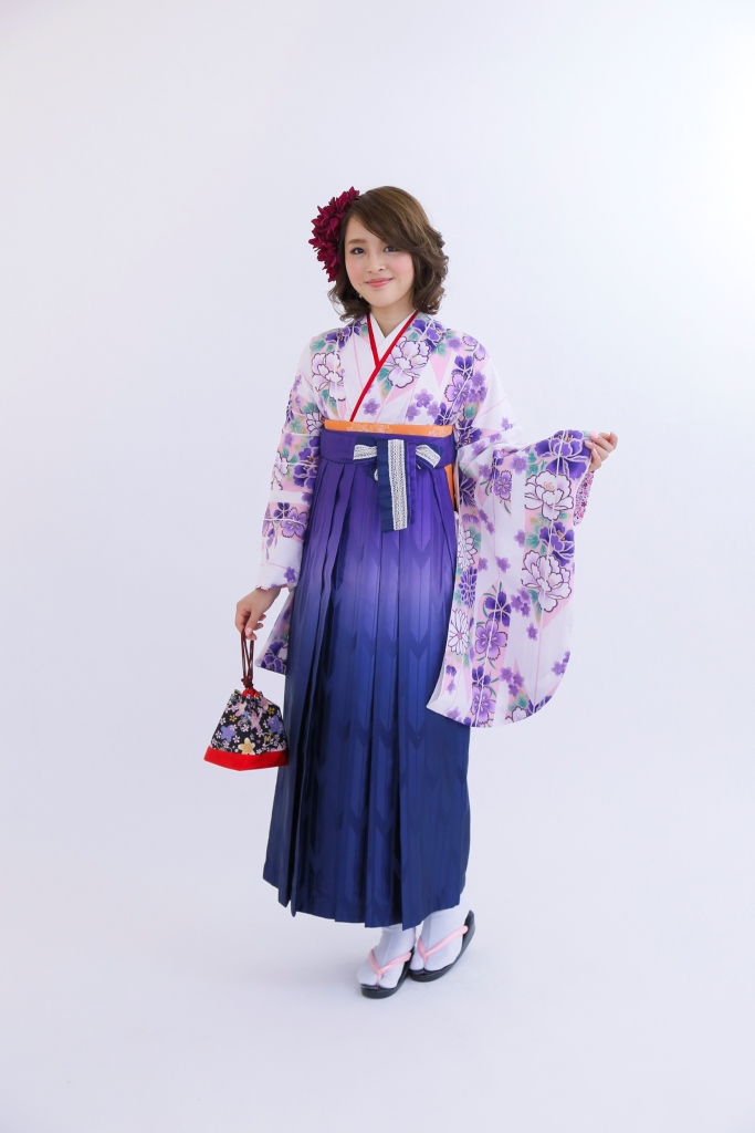 卒業袴KC-027（宅配レンタル）紫色エレガント着物
