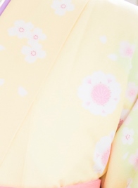 卒業袴KD-001（宅配レンタル）黄色古典柄着物