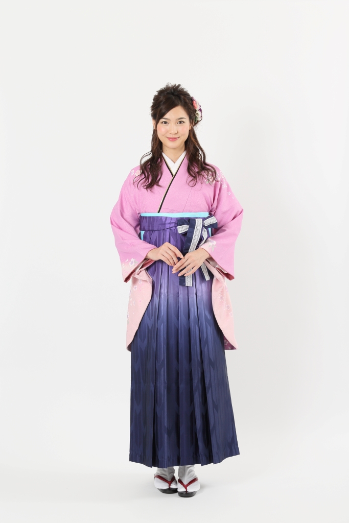 卒業袴KD-006（宅配レンタル）紫色古典柄着物